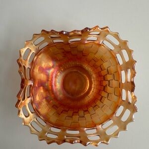 Iridescent Orange Glass Basket